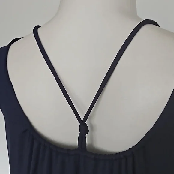 Eileen Fisher indigo scoop neck racer back viscose jersey dress-S - Picture 5 of 11
